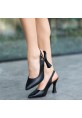 Tigan Siyah Cilt Topuklu Ayakkabı