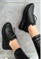 Romy Siyah Cilt  Bağcıklı Spor Ayakkabı