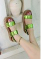 Wery Yeşil Cilt Cırt Cırtlı Sandalet