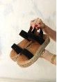 Wery Siyah Deri Cırt Cırtlı Sandalet