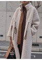 Peluş Beli Bağcıklı Kışlık Kadın Fermuarlı Astarlı Tüylü Ceket